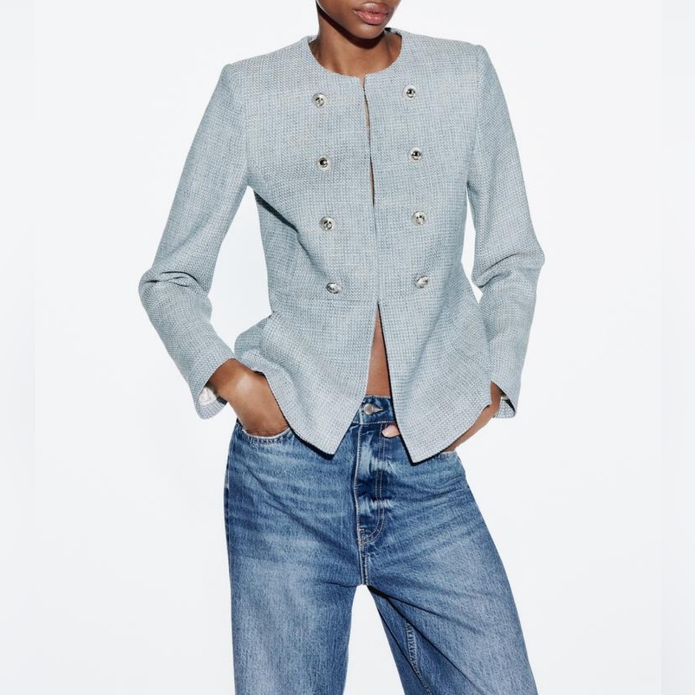 Zara Fitted Textured Blazer